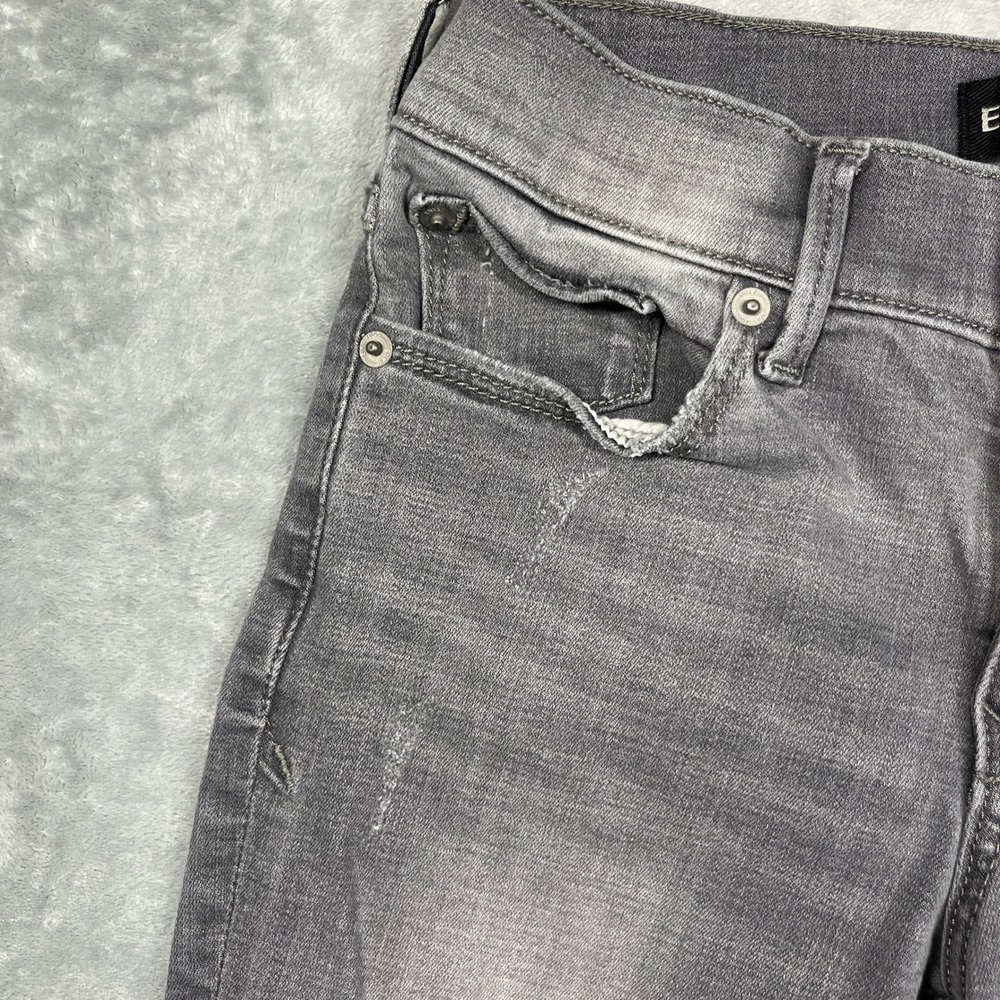 Express Jeans Women 2R Grey Distressed Performance Stretch Mid Rise Skinny - Picture 4 of 13